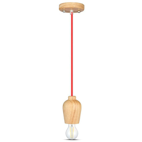 V-Tac Pendul Pendul Tavan V-Tac SKU-3723 | Soclu E27, Lemn, Rosu