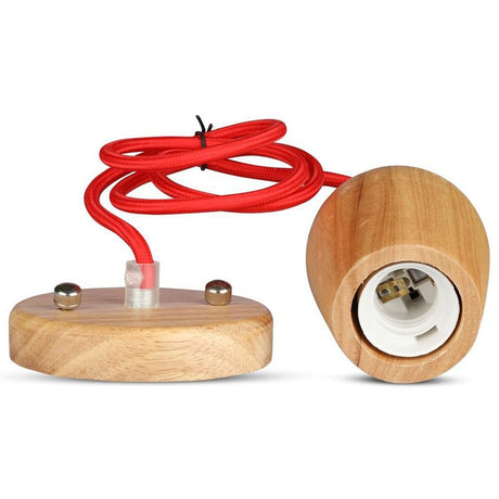 V-Tac Pendul Pendul Tavan V-Tac SKU-3723 | Soclu E27, Lemn, Rosu
