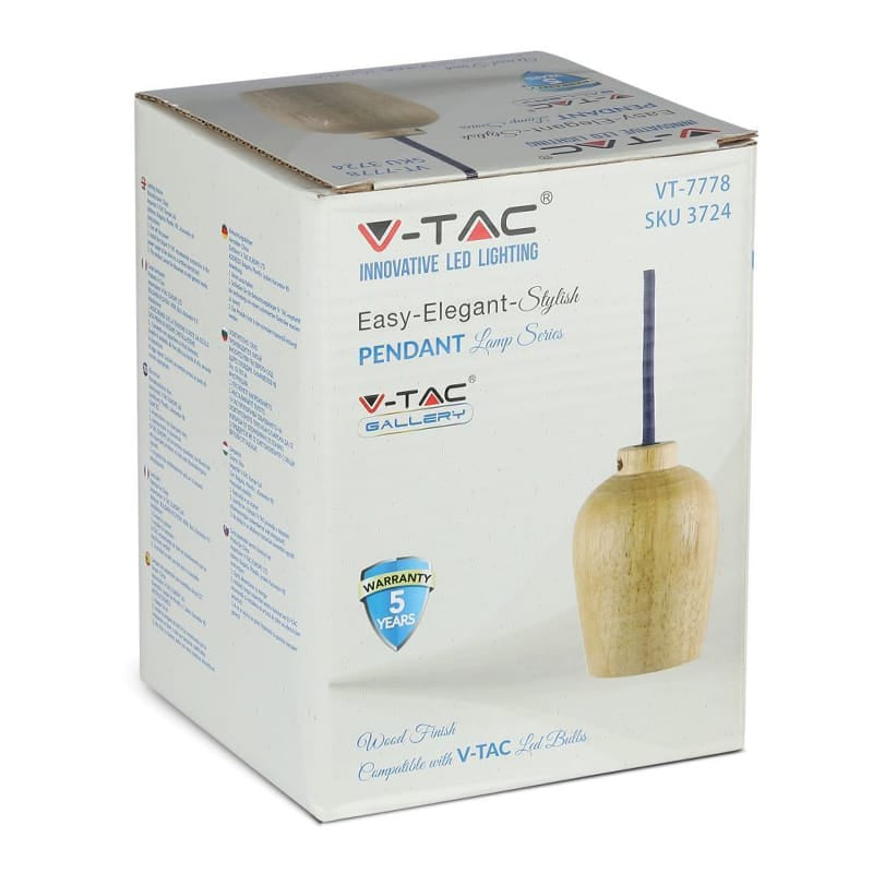 V-Tac Pendul Pendul Tavan V-Tac SKU-3724 | E27, Lemn, Violet