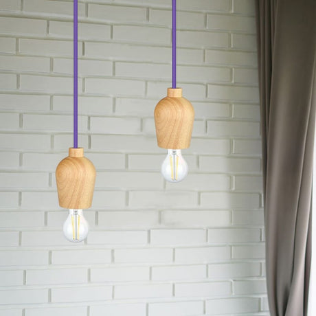 V-Tac Pendul Pendul Tavan V-Tac SKU-3724 | E27, Lemn, Violet
