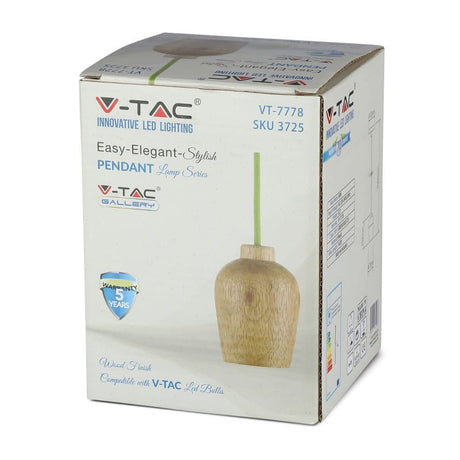 V-Tac Pendul Pendul Tavan V-Tac SKU-3725 | Soclu E27, Lemn, Verde