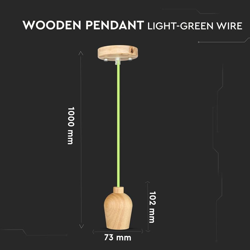 V-Tac Pendul Pendul Tavan V-Tac SKU-3725 | Soclu E27, Lemn, Verde