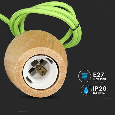 V-Tac Pendul Pendul Tavan V-Tac SKU-3725 | Soclu E27, Lemn, Verde