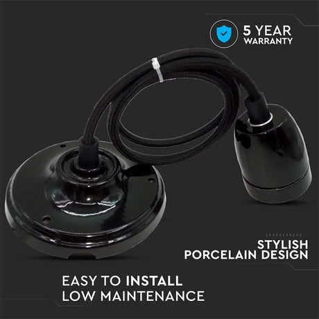 V-Tac Pendul Pendul Tavan V-Tac SKU-3804 | Soclu E27, Portelan, Negru