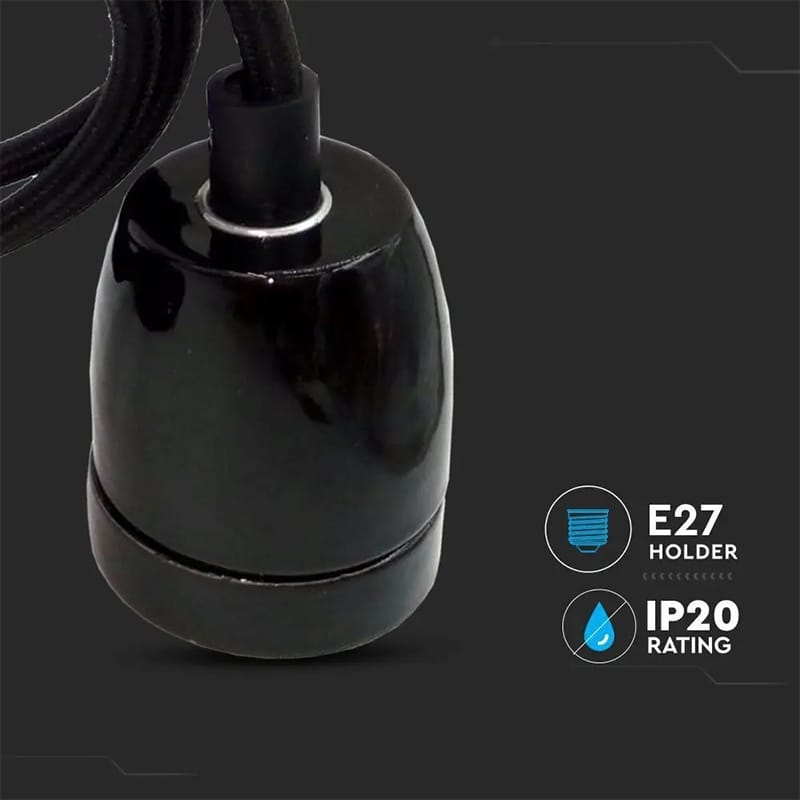 V-Tac Pendul Pendul Tavan V-Tac SKU-3804 | Soclu E27, Portelan, Negru