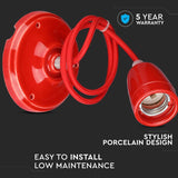 V-Tac Corpuri de iluminat Pendul Tavan V-Tac SKU-3807 | Portelan, Soclu E27, Rosu