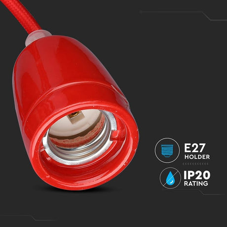 V-Tac Corpuri de iluminat Pendul Tavan V-Tac SKU-3807 | Portelan, Soclu E27, Rosu