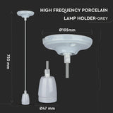 V-Tac Corp de iluminat Pendul Tavan V-Tac SKU-3808 | Portelan, Soclu E27, Gri