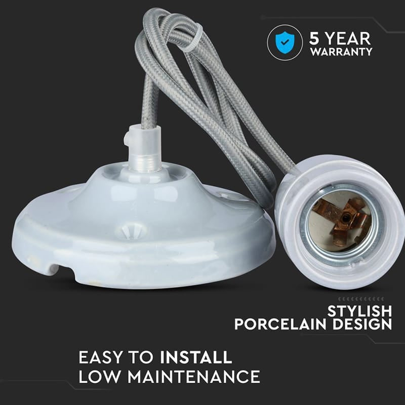 V-Tac Corp de iluminat Pendul Tavan V-Tac SKU-3808 | Portelan, Soclu E27, Gri