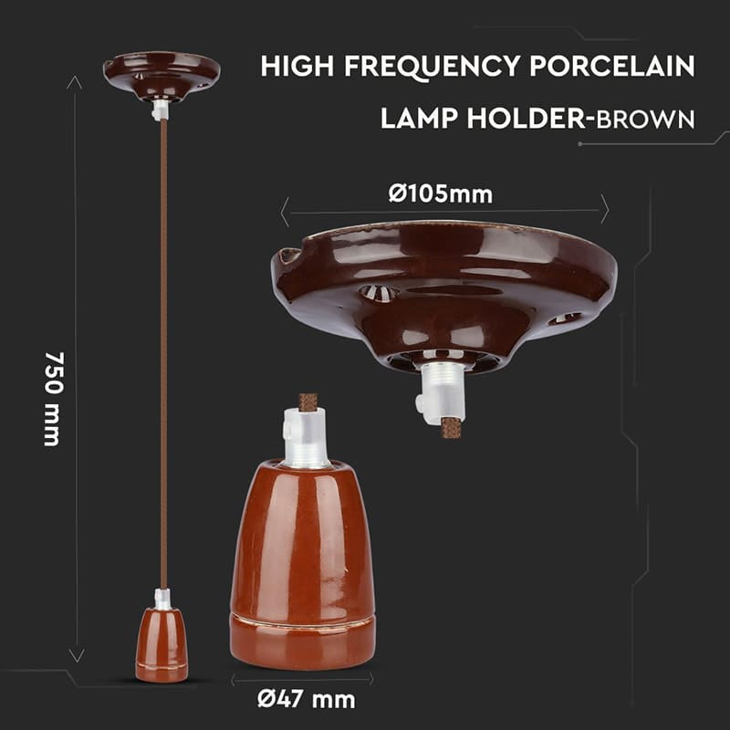 V-Tac Corpuri de iluminat Pendul Tavan V-Tac SKU-3810 | Portelan, Soclu E27, Maro