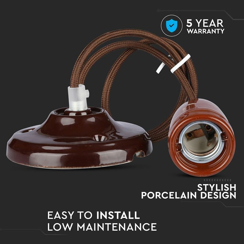 V-Tac Corpuri de iluminat Pendul Tavan V-Tac SKU-3810 | Portelan, Soclu E27, Maro