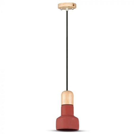V-Tac Pendul Pendul Tavan V-Tac SKU-3857 | E27, Lemn/Ciment, Rosu