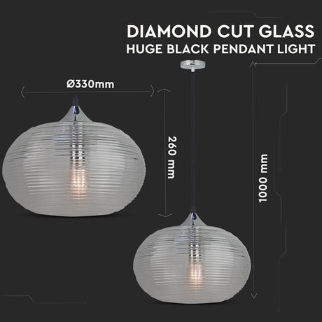 V-Tac Pendul Pendul V-Tac Diamond Verde SKU-3880 | E27, Sticla si Metal, 33x38 cm