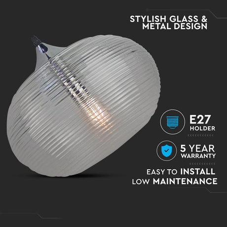 V-Tac Pendul Pendul V-Tac Diamond Verde SKU-3880 | E27, Sticla si Metal, 33x38 cm