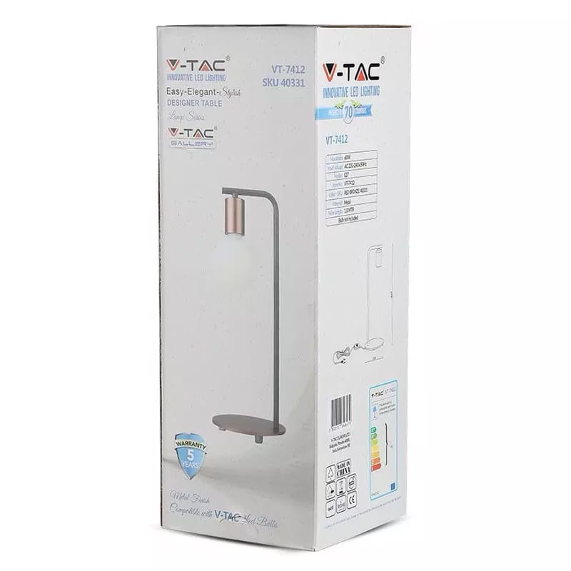 V-Tac Lampa birou Lampa Birou V-Tac SKU-40331 | Soclu E27, Bronz Rosu