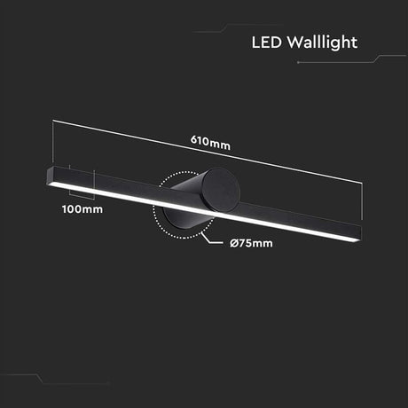 V-Tac Lampa LED Aplica LED V-Tac SKU-405831 | 10W, 3000K, IP65, 1530lm, 610mm, Negru