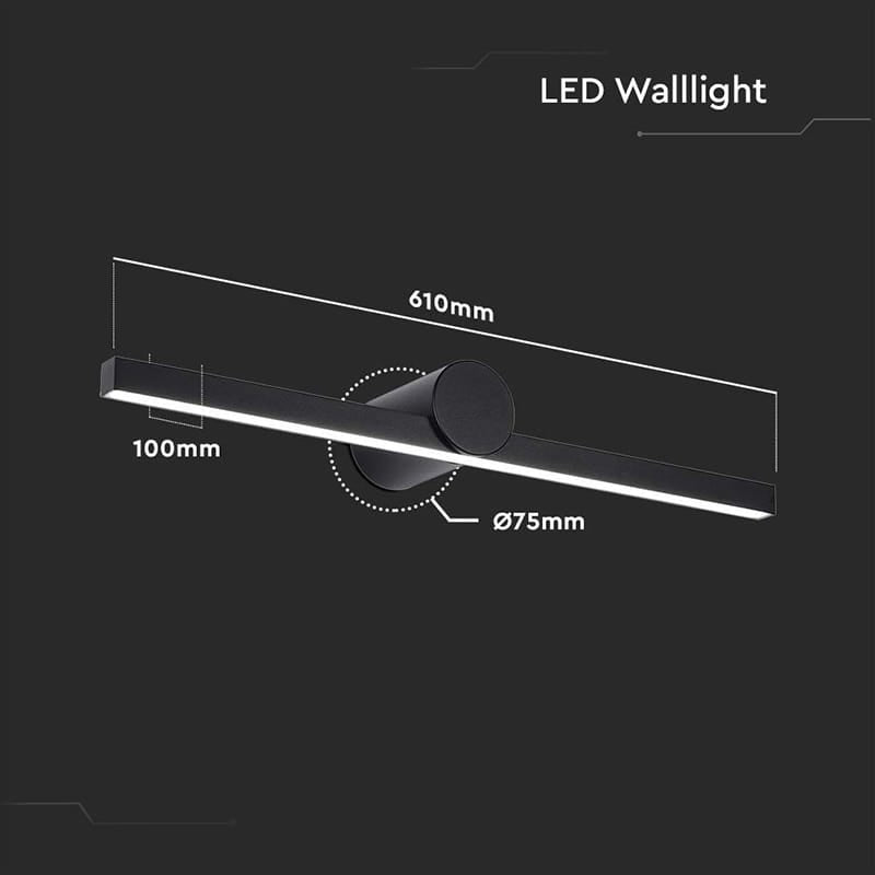 V-Tac Lampa LED Aplica LED V-Tac SKU-405841 | 10W, 4000K, 1530lm, IP65, 61cm, Negru