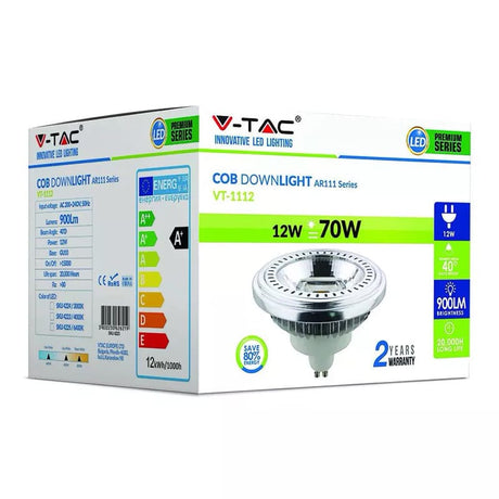 V-Tac Lampa LED Spot LED V-Tac SKU-4223 | GU10, AR111, 12W, 4500K, Alb Neutru