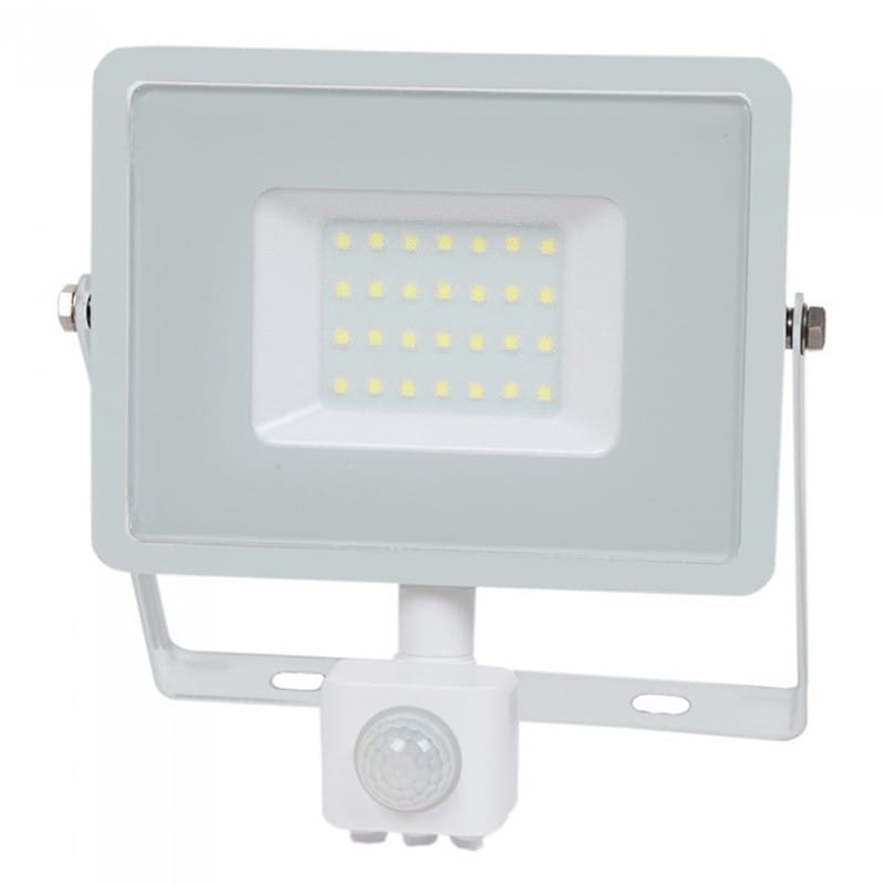 V-Tac Proiector LED Proiector LED V-Tac SKU-459 | 30W, 6400K, IP44, Senzor Miscare, Alb