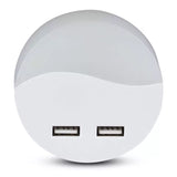 V-Tac Iluminare decorativa Lampa Veghe V-Tac SKU-505 | Rotunda, Senzor Lumina, 3000K, 2x USB