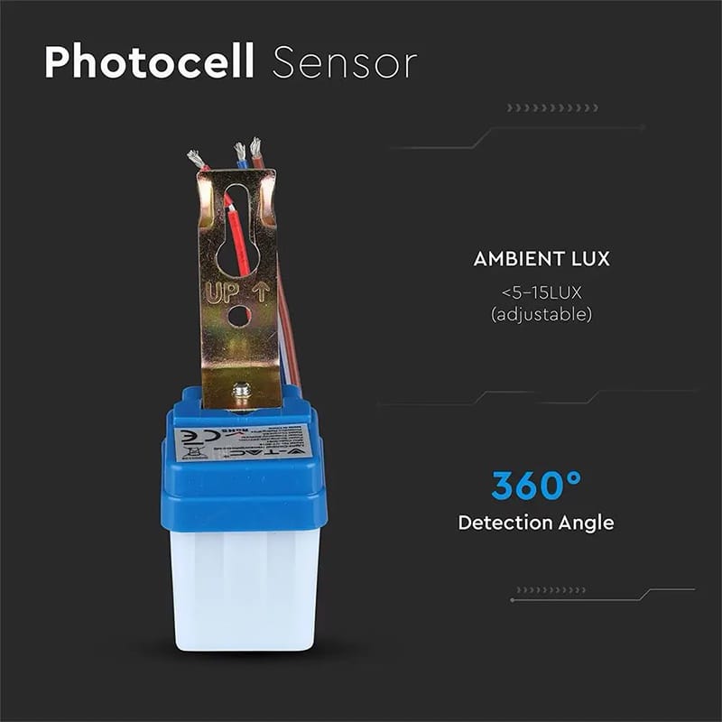 V-Tac Accesorii iluminat Senzor Lumina V-Tac SKU-5081 | Fotocelula, IP44, Detectie Automata