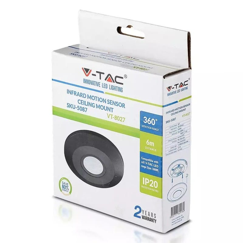 V-Tac Senzor smart Senzor Miscare V-Tac SKU-5087 | 360 Grade, Negru