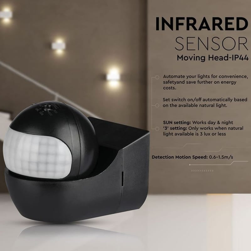 V-Tac Senzor smart Senzor Miscare V-Tac SKU-5089 | Unghi Reglabil, Negru