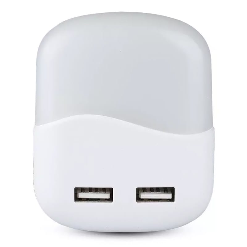 V-Tac Iluminare decorativa Lampa de Veghe V-Tac SKU-508 | Patrata, Senzor Lumina, 4000K, 2x USB