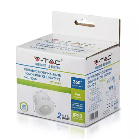 V-Tac SENZOR MISCARE 360GR INCORPORABIL- ALB