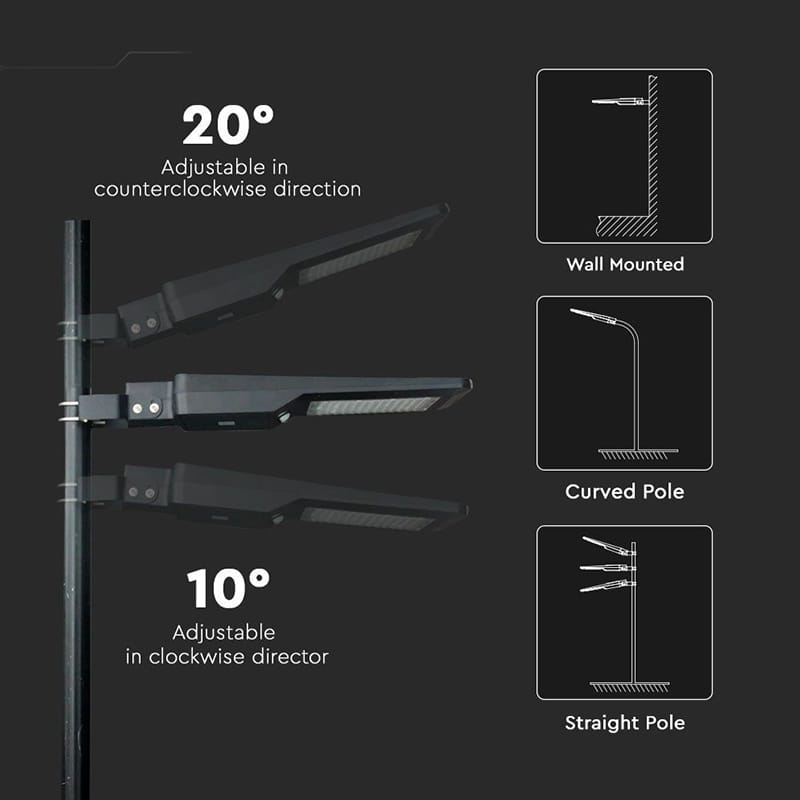 V-Tac Corp de iluminat stradal LED solar V-Tac 40W, 4000K alb neutru, 4800 lm, IP65, senzor mișcare