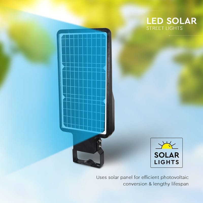 V-Tac Corp de iluminat stradal LED solar V-Tac 40W, 4000K alb neutru, 4800 lm, IP65, senzor mișcare