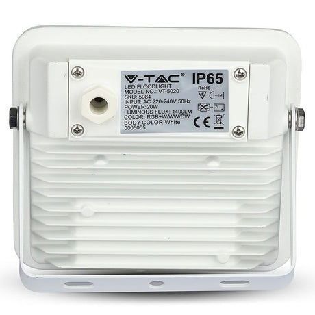 V-Tac Proiector LED Proiector LED Smart V-Tac SKU-5984 | RGB + Alb, 20W, IP65, Alb