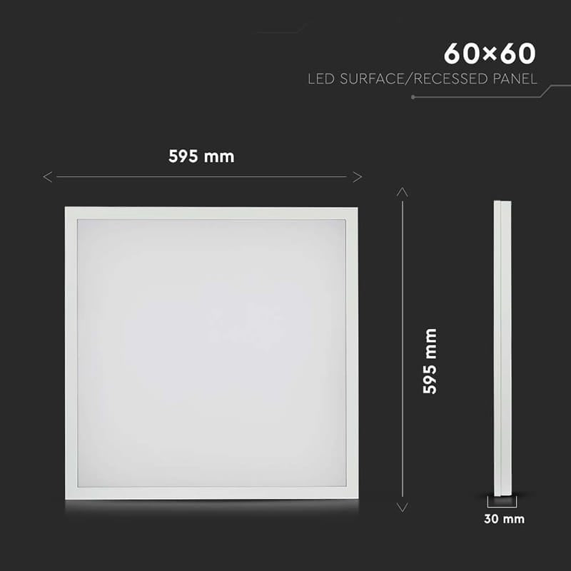 V-Tac Panou LED Panou LED V-Tac SKU-638021 | 36W, 60x60cm, 3960lm, 6400K, Alb Rece