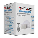 V-Tac Senzor smart Senzor de Miscare V-Tac SKU-6611 | 180/360gr, Alb