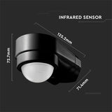 V-Tac Senzor smart Senzor de Miscare V-Tac SKU-6612 | 240 Grade, Montaj pe Colt, Negru