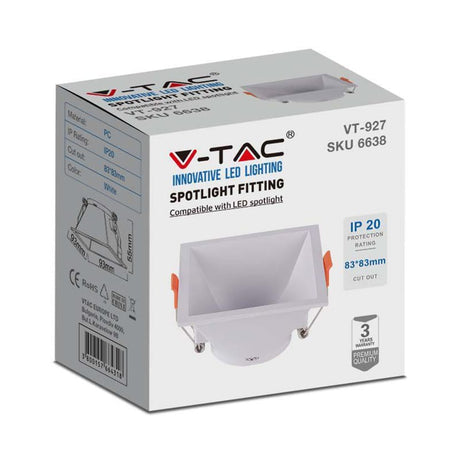 V-Tac Corp iluminat Corp Iluminat V-Tac SKU-6638 | GU10, Patrat 93x93mm, Alb
