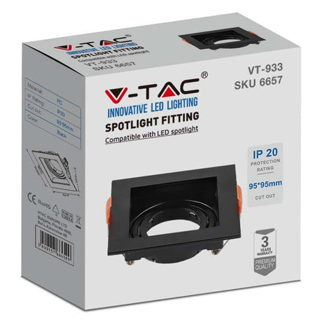 V-Tac Corp iluminat Corp Iluminat Spot V-Tac SKU-6657 | GU10, Unghi Reglabil, Negru