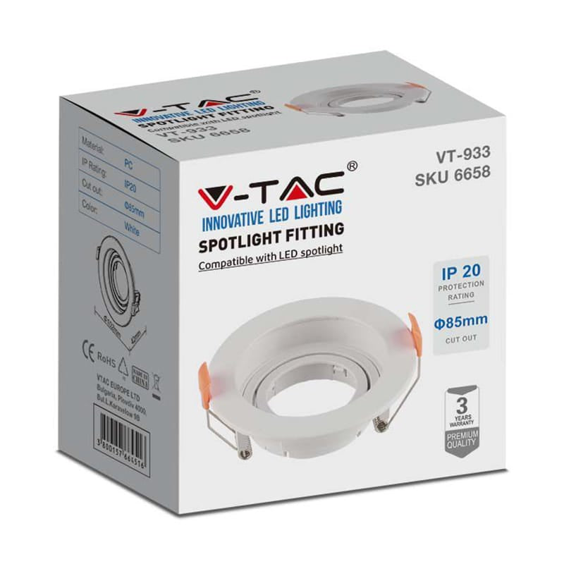 V-Tac Corp iluminat Corp Iluminat V-Tac SKU-6658 | Spot GU10, Unghi Reglabil, Alb