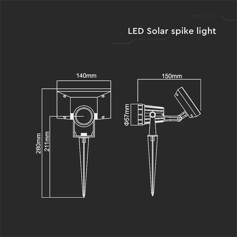 V-Tac Lampa Lampa Gradina V-Tac SKU-6660 | 2W, Incarcare Solara, IP65, 3000K