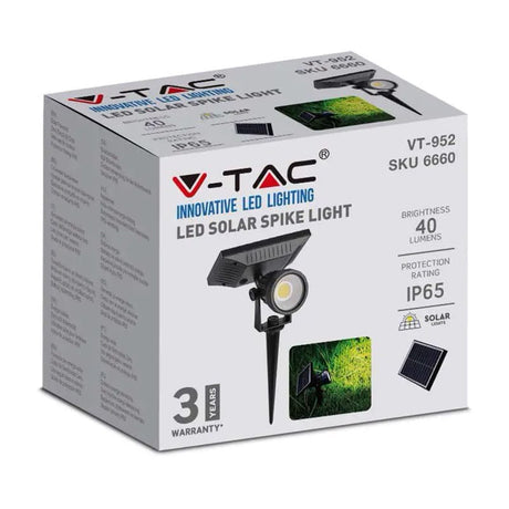 V-Tac Lampa Lampa Gradina V-Tac SKU-6661 | 2W, Incarcare Solara, IP65, 4000K
