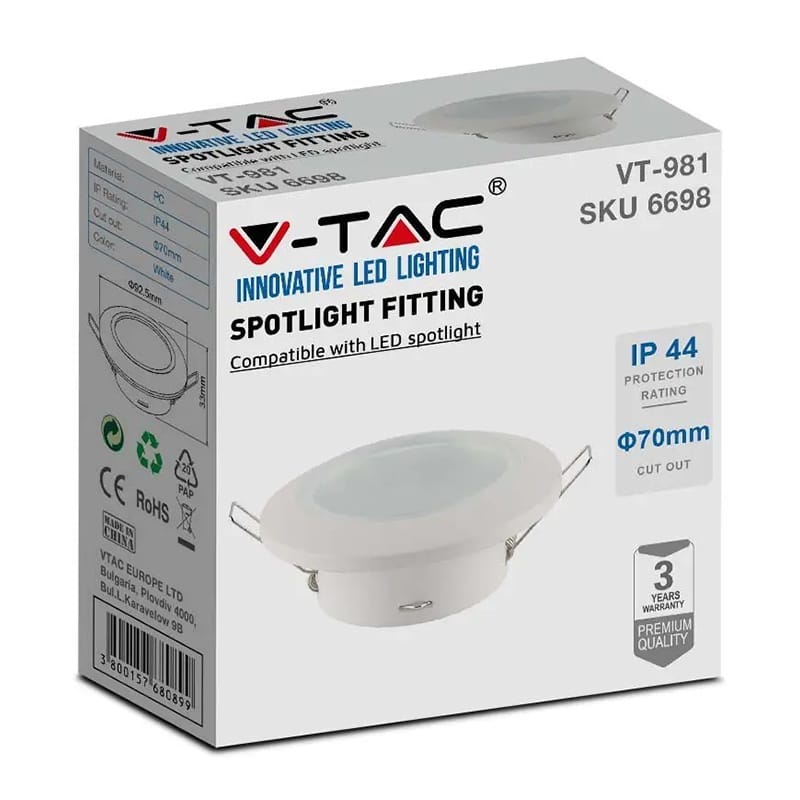 V-Tac Corp iluminat Corp Iluminat V-Tac SKU-6698 | Spot GU10, IP44, Alb