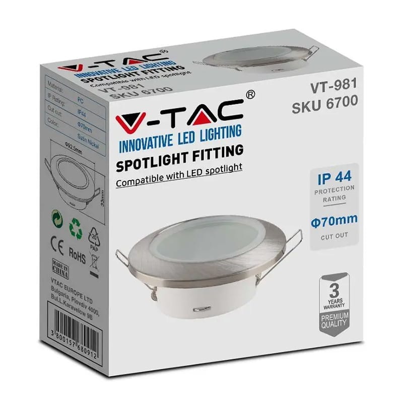 V-Tac Corp iluminat Corp Iluminat V-Tac SKU-6700 | Spot GU10, IP44, Nichel Mat