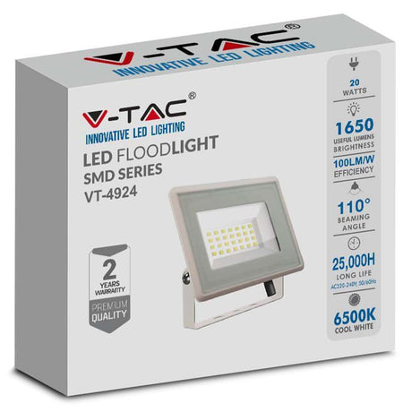 V-Tac Proiector LED Proiector LED V-Tac SKU-6742 | 20W, 6500K, IP65, Alb