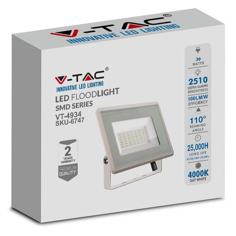 V-Tac Proiector LED Proiector LED V-Tac SKU-6747 | 30W, 4000K, IP65, Alb