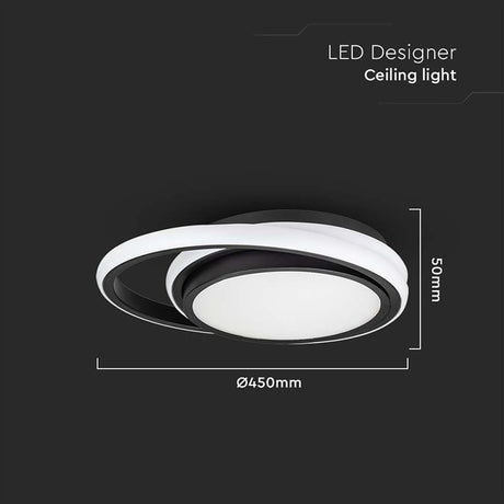 V-Tac Plafoniera LED Plafoniera LED V-Tac SKU-6920 | 38W, 3in1, 4000K, 4050lm, Ø450mm, Negru