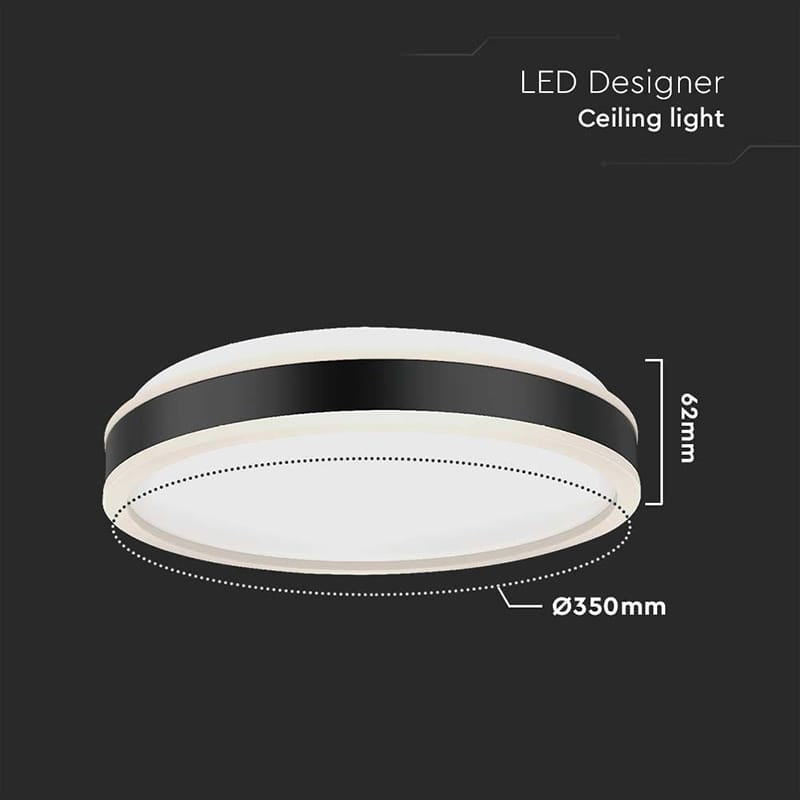 V-Tac Plafoniera LED Plafoniera LED V-Tac SKU-6986 | 18W, 3in1, 4000K, 1280lm, Ø350mm, Negru