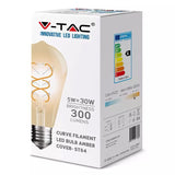V-Tac Lampa LED Bec LED V-Tac SKU-7218 | E27, 5W, Filament, 2200K, ST64 Vintage
