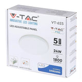 V-Tac Panou LED Panou LED V-Tac SKU-741 | Rotund, Ajustabil, 24W, 6400K, Alb Rece