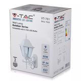 V-Tac Corp iluminat Corp Iluminat V-Tac SKU-7522 | Montaj Perete, E27, IP44, Alb Mat