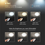 V-Tac Plafoniera LED Plafoniera LED V-Tac SKU-76011 | 60W, Dimabila, 3in1, 4200lm, Ø480mm
